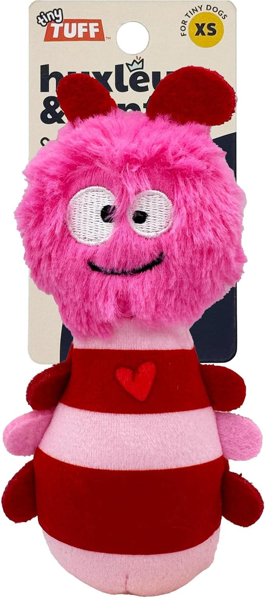 Huxley & Kent Funny Dog Toy w/Squeaker – Valentine's Day Power Plush Squeaky Dog Toys for Small Dogs – Durable Small Stuffed Animal for Indoor Play & Fetch - Tiny Tuff Love Bug