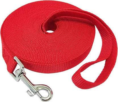 Nylon Training Dog Leash for Small Medium Large Dogs, 15ft 20ft 30ft 50ft Long Leash Dog/Puppy Lead for Obedience Recall Training, Camping (1" x 30ft, Red)