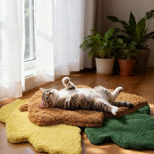 BrightRow 3 Pack Self Warming Pet Bed Leaf Shape Self Heating Cat Dog Mat Washable Thermal Sleeping Pad for Indoor Outdoor Hedgehog, Bunny, Sugar Glider, Rat, Chinchilla(Mixed Colors,Medium-18 x24)