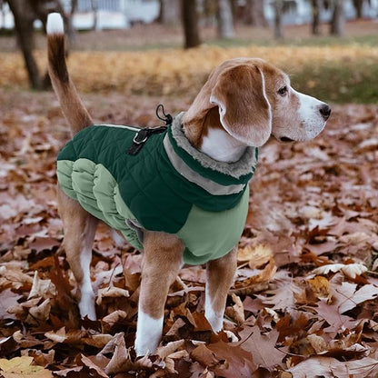 Lelepet Warm Dog Winter Coat Dog Coats for Large Dogs Waterproof Dogs Jacket with Harness Built in Reflective Cold Weather Coats Windproof Zip-Up Winter Fleece Vest Snowsuit Pitbull Teal Green XXL