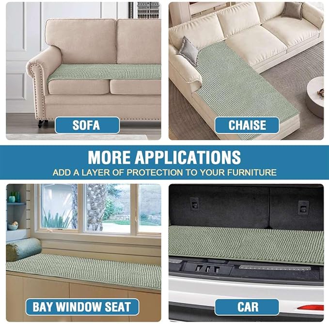 H.VERSAILTEX Plush Chenille Couch Cover for 3 Cushion Couch Anti Slip Washable Sofa Slipcovers Soft and Durable Furniture Protector for Dogs Cats Kids (27.5" x 59", Sea Foam)