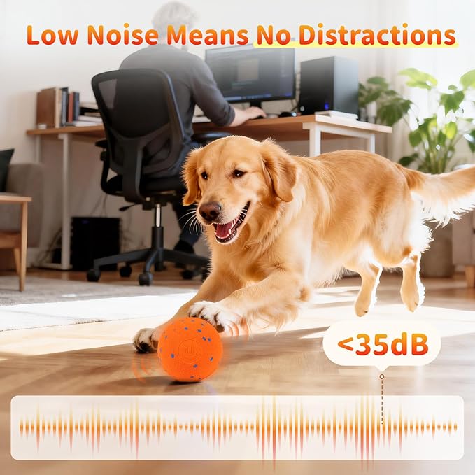 Bsyisoue Interactive Dog Toys – Automatic Moving Dog Ball, Auto Bounce & Roll, Chew-Resistant E-TPU, IPX7 Waterproof, 3 Play Modes, One-Click, USB Rechargeable – Indoor/Outdoor for Med/Lg Dogs