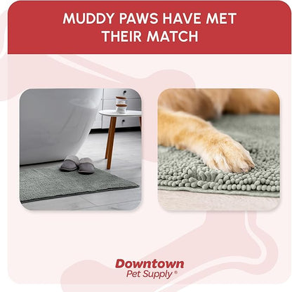 My Doggy Place Dog Mud Mat, 36" x 26" Light Gray – Thick Microfiber Entry Rug for Snow, Mud & Salt – Absorbent, Quick-Dry, Washer-Safe & Non-Slip, Large