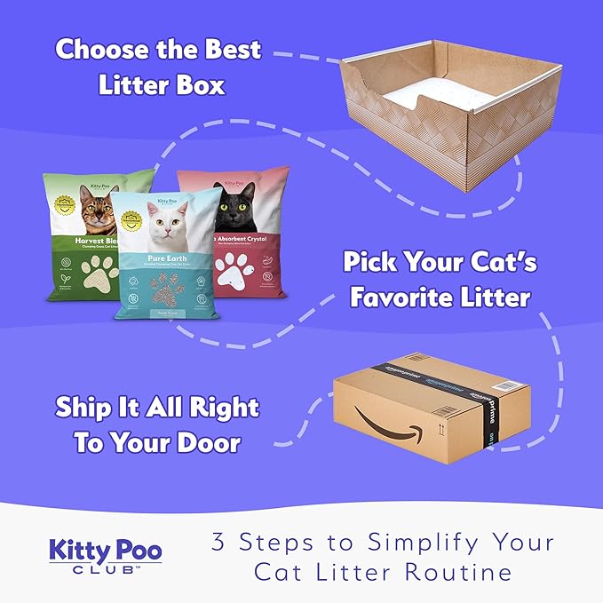 Kitty Poo Club Health Indicating Cat Litter 2-Bag Non-Clumping Lightweight with Disposable 2-Pack Cat Litter Box | Non Clumping, Super Absorbent Odor Control — Perfect for Daily Use