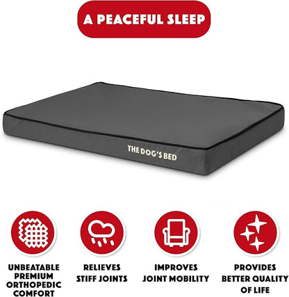 The Dog’s Bed Orthopedic Memory Foam Dog Bed, Medium Grey & Black, Waterproof, Supportive Dog Bed with Replaceable Covers, Veterinary Approved