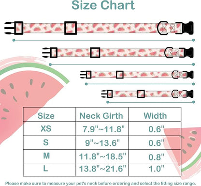 Faygarsle Cute Dog Collar for Girls Boy Dogs Soft Fancy Pet Collar with Watermelon Design Ideal Pink Summer Dog Collar for Small Medium Large Dogs L