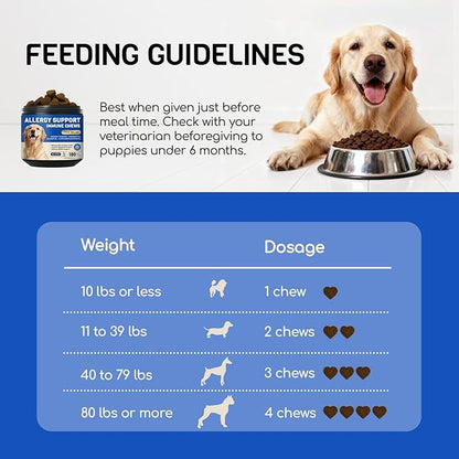 Dog Allergy Relief Chews - Dog Itching Skin Relief - 180 Chews - Anti-Itch, Hot Spots, Paw Licking - Immune Health - Omega 3 Fish Oil - Dry Itchy Skin and Coat Supplement