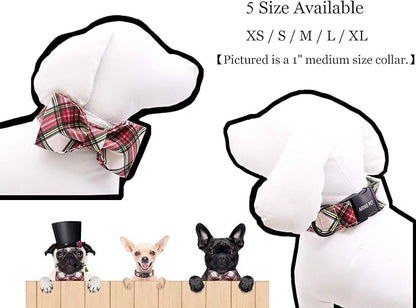 ARING PET Christmas Dog Collar Bowtie, Cute Red Green Xmas Holiday Pet Collars with Bow for Puppy Small Medium Large Boy Girl Dogs-M