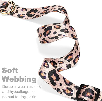 Rnivvi Dog Collar for Large Dogs, Cute Leopard Heavy Duty Adjustable Puppy Collar with Quick Release Buckle for Boy Girl & Female, Pet Accessories for Walking Running, L Length 1" Width, Pink