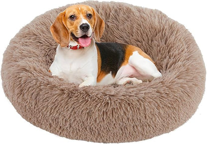 NEWBULIG 37.4x37.4 Inch Dog Bed Large Sized Dog, Donut Shape Cat Beds for Indoor Cats with Washable, Anti-Slip, Faux Fur