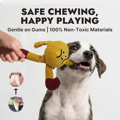 FURETTICO Squeaky Dog Chew Toy Teething Interactive Plush Stuffed Toys with Squeaker Crinkle Paper for Small Medium Breed Tough Durable Funny Pet Supplies Ideal Puppy Cats Gifts - Waffle Doll, Medium