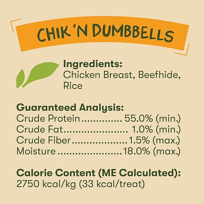 Pet 'n Shape Chik 'n Rice Dumbbells - Natural Dog Treats, Chicken, 1 Pound