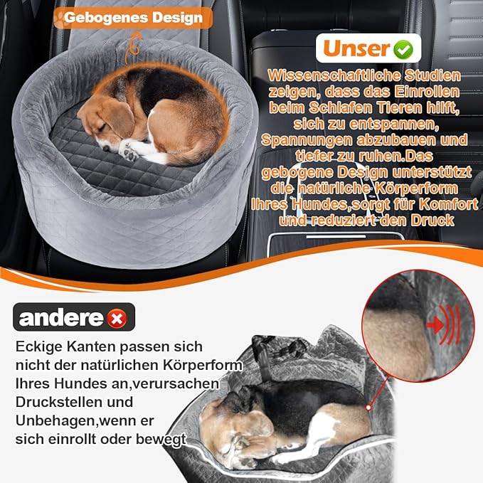 Dog Booster Car Seats for Small Medium Dogs, Fits Dogs Under 19", 28D High-Density Memory Foam with Waterproof Cover, Pet Travel Bed with Storage Pockets, Blanket, Dog Safety Belt