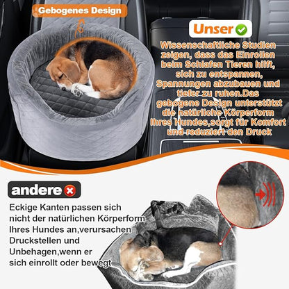 Dog Booster Car Seats for Small Medium Dogs, Fits Dogs Under 19", 28D High-Density Memory Foam with Waterproof Cover, Pet Travel Bed with Storage Pockets, Blanket, Dog Safety Belt