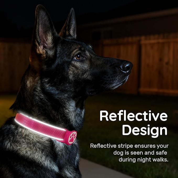 Airtag Dog Collar, IPX8 Waterproof Air Tag Dog Collar Holder | Reflective Ultra-Durable | Soft Padded | Safety Locking Buckle | Fit Miedium Dogs (Rose Red M(12.6"-19.6"))