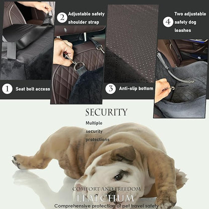 Lealchum Dog Car Seat for Small/Medium Dogs,6in Elevated Cushion,Fits in Front/Back Seat,Fully Detachable and Washable,2 Storage Pockets,Easy to Install (Red, Medium)