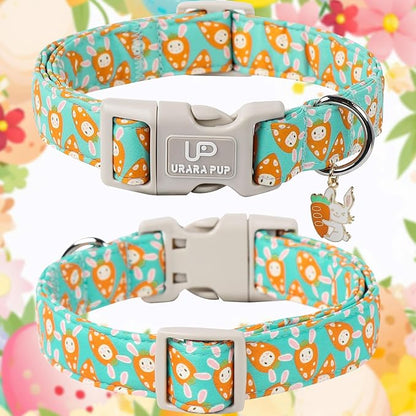 Easter Dog Collar, Lovely Cotton Easter Carrot Adjustable Puppy Collar for Girl Boy Dog, Adorable Carrots Collar for Small Medium & Large Dogs