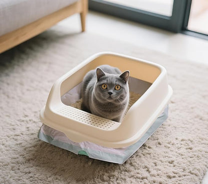 Zeling HTL 40 Count Jumbo Cat Litter Box Liners - 2 Mil Thick & Claw Resistant, 37"x18" Drawstring Bags for Deep Pans, Leakproof & Tear Proof Heavy Duty Liners