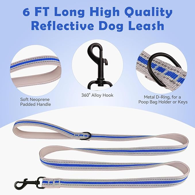 Martingale Collar for Dogs,Soft Neoprene Padded Reflective Martingale Collar and Leash Set Safety Buckle Nylon Martingale Collar for Puppy(Blue&XS)