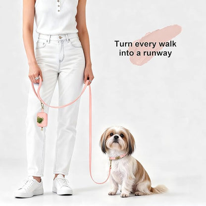 Didog Soft PU Leather Dog Collar, Stylish Quick Released Dog Collars for Small Dogs, Easy Clean Adjustable Pet Collar for Daily Walking, Pink, S Fit 10-16" Neck