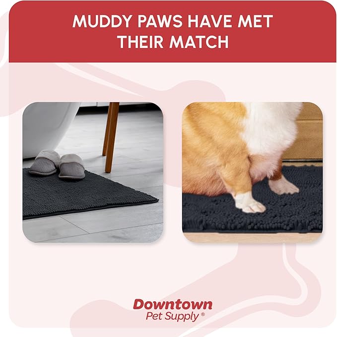 My Doggy Place Dog Mud Mat, 18" x 24" Charcoal – Thick Microfiber Entry Rug for Snow, Mud & Salt – Absorbent, Quick-Dry, Washer-Safe & Non-Slip, Small