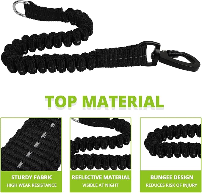 Long Dog Leash 50 FT: Heavy Duty Rope Leashes for Dogs Training with Swivel Lockable Hook Reflective Threads Bungee and Padded Handle - Dog Lead for Large Small Medium Dogs Outside Walking Hiking
