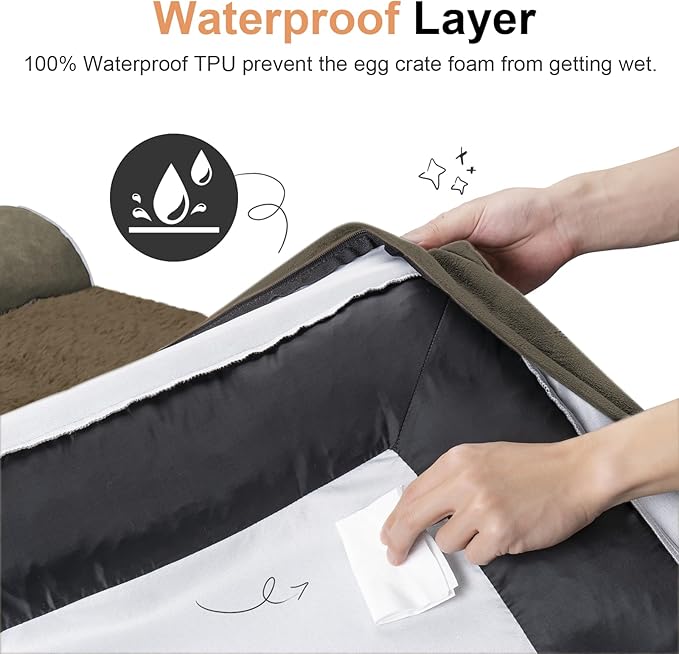 Large Dog Bed Orthopedic Washable: Beds Bolster XL Bed Large Big Dogs Memory Foam Couch Sofa Waterproof with Removable Cover - Brown