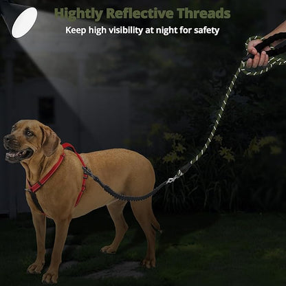 jenico Long Dog Leash 10FT: Heavy Duty Nylon Rope Leashes for Dogs Training with Reflective Threads Bungee and Padded Handle - Dog Lead for Large Small Medium Dogs Outside Walking Hiking