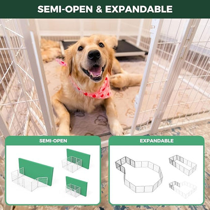 FXW Homeplus Unleashed Indoor Dog Playpen - Stress-Free and Safe Play, Heavy Duty 24 Inch 6 Panels Dog Pen for Puppy and Small Dogs, White│Patented