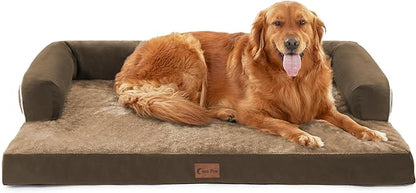 Casa Paw Orthopedic Dog Beds for Extra Large Dogs, Waterproof Egg Crate Foam XL Dog Bed with Sides 45x35Inch, Big Dogs Couch Beds with Removable Washable Cover and Nonskid Bottom, Brown