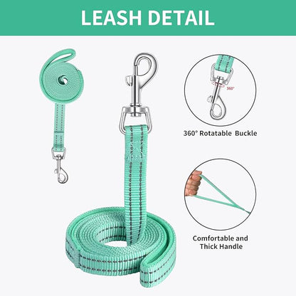 AMTOR Small Dog Harness with Leash Set, No Escape Easy Walk Puppy Harnesses for Training Walking, Step-in Reflective Soft Dogs Vest for XS S Medium Extra-Small Large Sized Dog (S,Light Green)