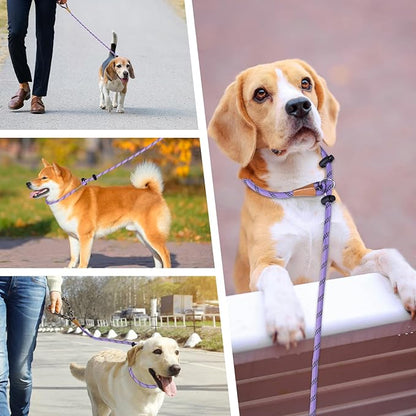 lynxking Slip Lead Dog Leash Reflective, Heavy Duty Comfortable Strong Rope for Large Medium Small Dogs No Pull Pet Training (Light Purple, 2PCS Large 1/2in x 6ft)
