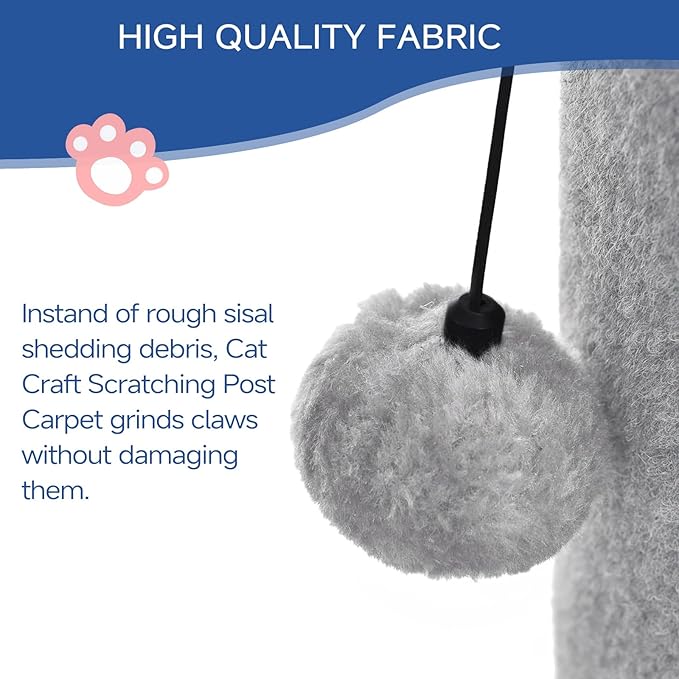 Cat Scratching Post Carpet Scratching Post 41" for Indoor Cats, Tall Cat Scratch Post, Carpet Cats Scratcher with Replaceable Toys, Sturdy Base, Large, Light Gray