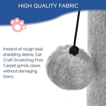 Cat Scratching Post Carpet Scratching Post 41" for Indoor Cats, Tall Cat Scratch Post, Carpet Cats Scratcher with Replaceable Toys, Sturdy Base, Large, Light Gray