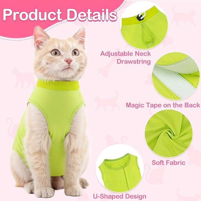 Coppthinktu Cat Recovery Suit for Abdominal Wounds or Skin Diseases, Cat Onesie for Cats After Surgery Female Kitten Recovery Suit, Breathable E-Collar Alternative After Spay Anti Licking ﻿
