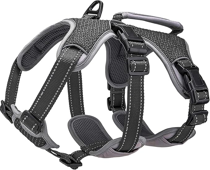 BELPRO Multi-Use Support Dog Harness, Escape Proof No Pull Reflective Adjustable Vest with Durable Handle, Dog Walking Harness for Big/Active Dogs (Black, S)
