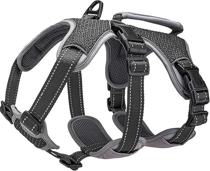 BELPRO Multi-Use Support Dog Harness, Escape Proof No Pull Reflective Adjustable Vest with Durable Handle, Dog Walking Harness for Big/Active Dogs (Black, S)
