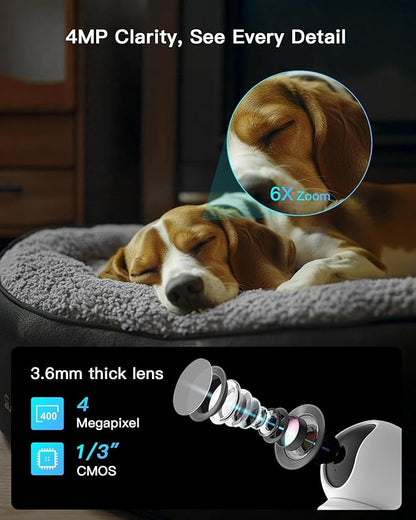 ARENTI 5G Indoor Security Camera, 4MP Pet Camera with Speaker for Dog/Cat, Baby Monitor with Phone App, Dual-Band WiFi, Auto Tracking, Super Night Vision, 2-Way Talk, 64G Local Storage (P2Q 64G)