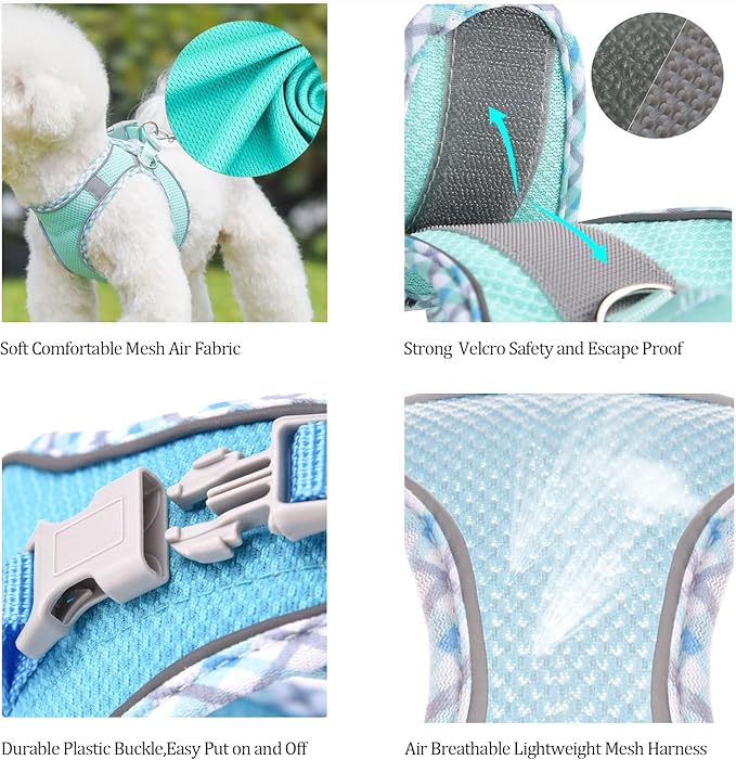 Step-in Mesh Dog Harness and Leash Set - Breathable, Reflective, Escape-Proof Vest - No Choke, Lightweight Air Mesh