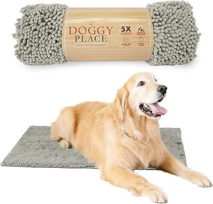 My Doggy Place Dog Mud Mat, 36" x 26" Light Gray – Thick Microfiber Entry Rug for Snow, Mud & Salt – Absorbent, Quick-Dry, Washer-Safe & Non-Slip, Large