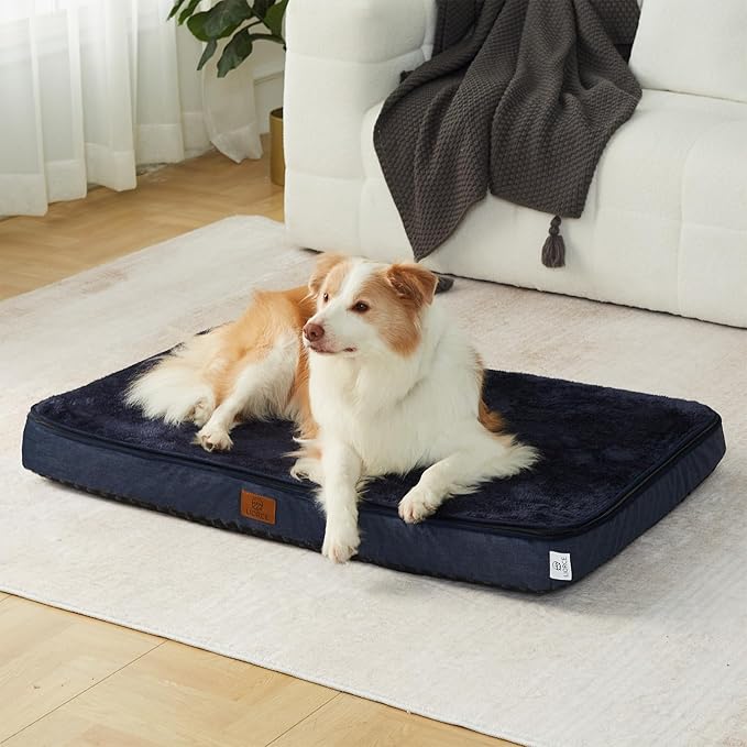 LIORCE Memory Foam XL Dog Bed - 4” Thick Orthopedic Beds for Extra Large Dogs - Waterproof Dog Bed with Removable Washable Cover & Wrap-Around Zipper - Ultimate Comfort and Easy Maintenance