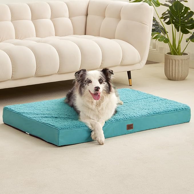 EHEYCIGA Orthopedic Dog Beds for Large Dogs with Removable Washable Cover, Turquoise Blue, 36x27