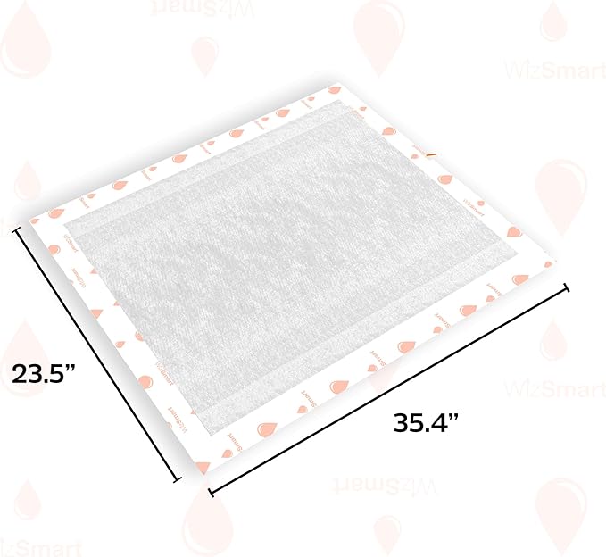 WizSmart Essentials Pads XL – Extra Large Dog Pads 23.5" x 35.4", Disposable Absorbent Pads for Large Dogs, Puppies, Senior Dogs, Incontinence, Urine, Water, Potty Training, Home, Travel - 50 Count