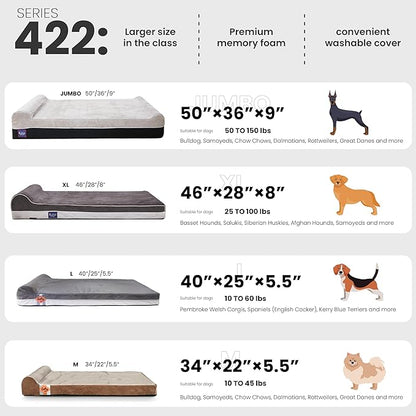 Laifug Orthopedic Memory Foam Dog Bed with Durable Water Proof Liner and Removable Washable Cover (Large (40"x25"x5.5"), Brown)