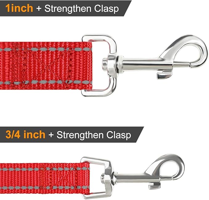 Joytale Double-Sided Reflective Dog Leash, 4 FT, Padded Handle Nylon Heavy Duty Leashes for Small & Medium Dogs Walking, Red