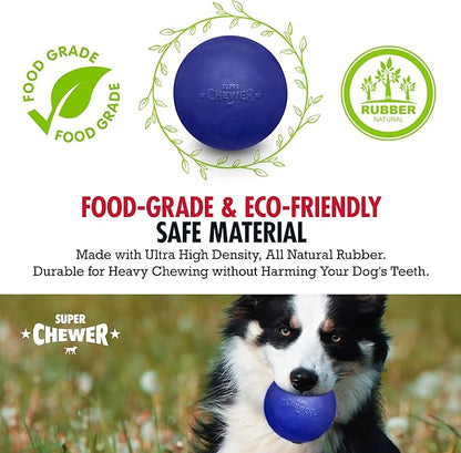 SuperChewer Tough Dog Ball Toy | Lifetime Replacement | Strong Natural Rubber | Great Dog Fetch Toy | Chew Toys for Dogs | Ultra Durable Chew Toys for Aggressive Chewers | Large Breed Tested