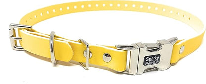 Sparky Pet Co - Apollo ECollar Replacement Strap - Dog Collar - Waterproof Biothane - Adjustable - Double Buckle - Quick Snap Metal Clasp - for Invisible Fence Systems - 3/4" x 28" (Yellow)