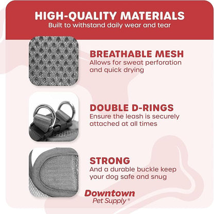Downtown Pet Supply Step-in Dog Harness – No Pull, Adjustable Padded Mesh with Reflective Trim, Secure Buckle Strap – Comfortable & Breathable Small Dog Harness, Small, Light Gray