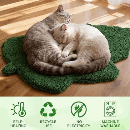 BrightRow 3 Pack Self Warming Pet Bed Leaf Shape Self Heating Cat Dog Mat Washable Thermal Sleeping Pad for Indoor Outdoor Hedgehog, Bunny, Sugar Glider, Rat, Chinchilla(Dark Green,Medium-18 x24)