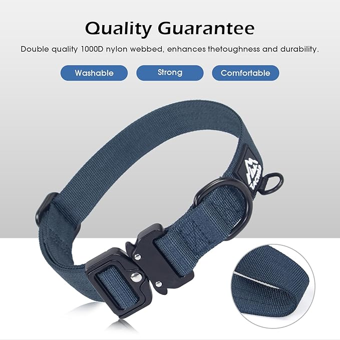 Dog Collar for Small Dogs Christmas Boy Girl- Adjustable, Chew Proof Nylon Collar with Metal Quick Release Buckle and D-Ring for Dog Tags (Navy Blue, S)(not Included The Pendant)